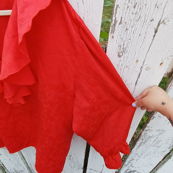 Vintage Red Flouncy Blouse - Picture 4 of 7